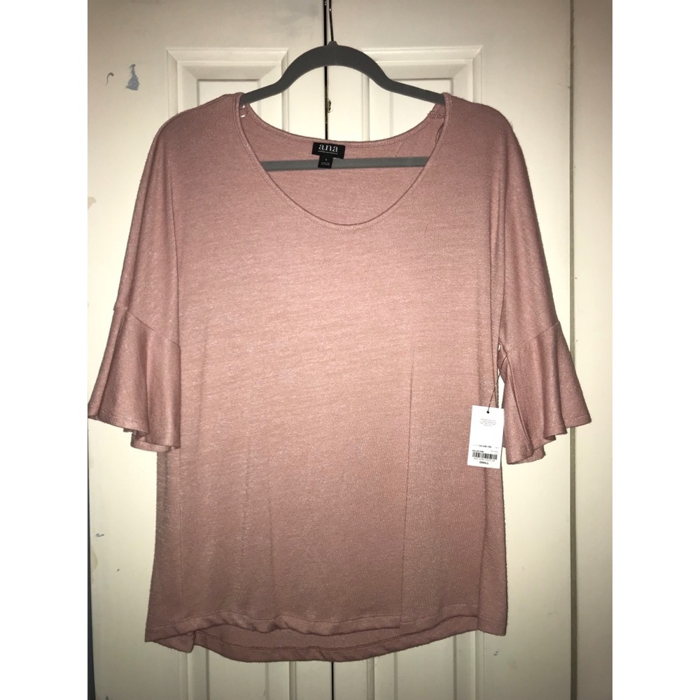 pink ruffle sleeved top